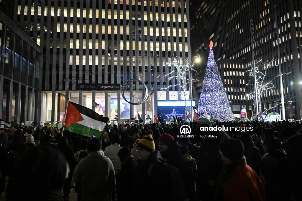 Полиция США вмешалась в демонстрацию в поддержку Палестины, проходившей перед рождественской елкой