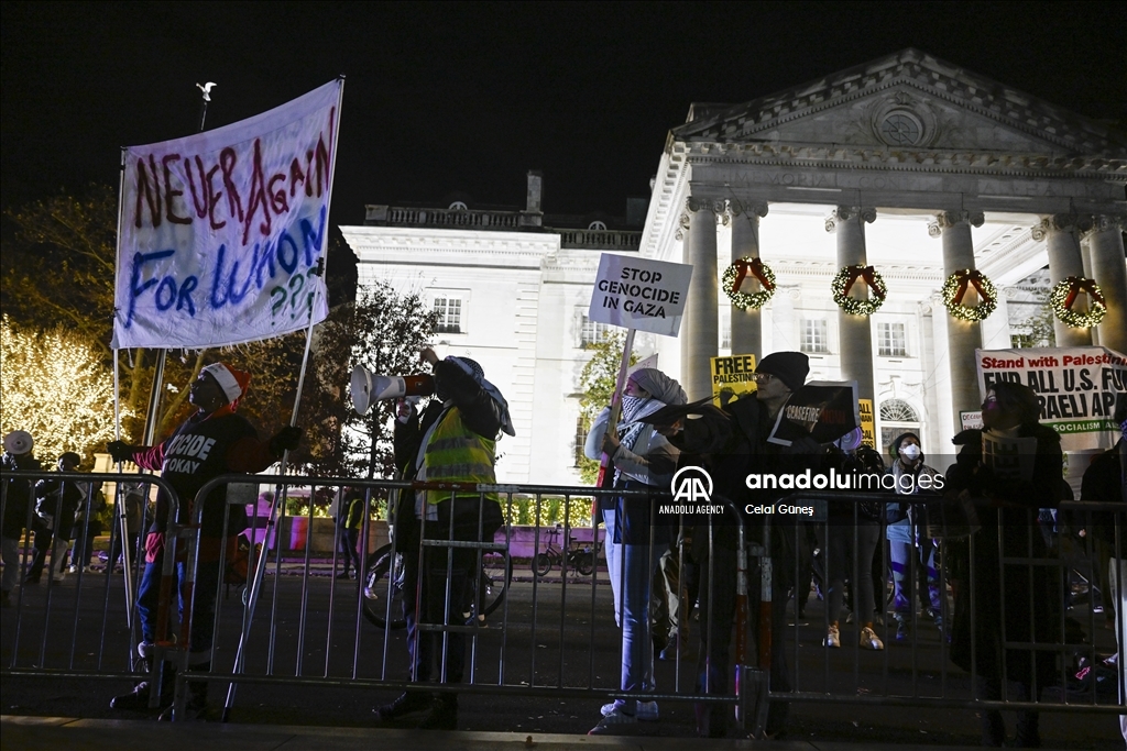 Pro-Palestinian demonstration during National Christmas tree lighting in Washington DC