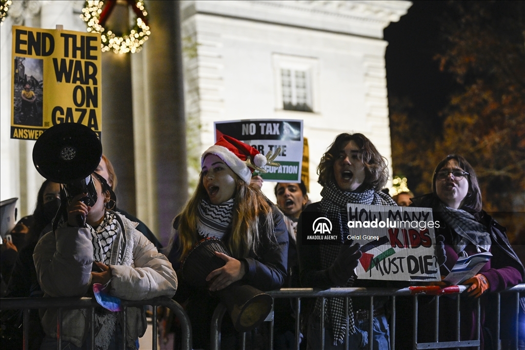 Pro-Palestinian demonstration during National Christmas tree lighting in Washington DC