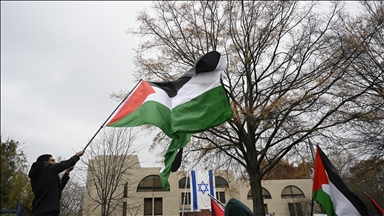 İsrail'in ABD Büyükelçiliği önünde Filistin'e destek gösterisi