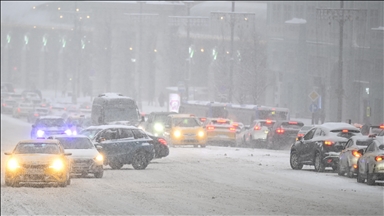 Moskova'da kar yağışı