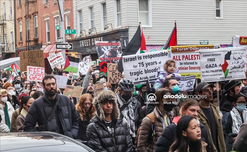 New York'ta Filistin'e destek gösterisi
