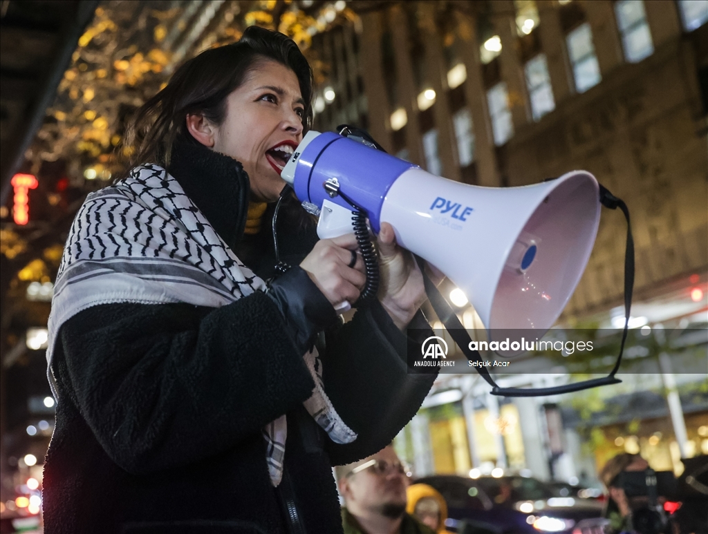 Students protest outside of CUNY Chancellor's office in New York