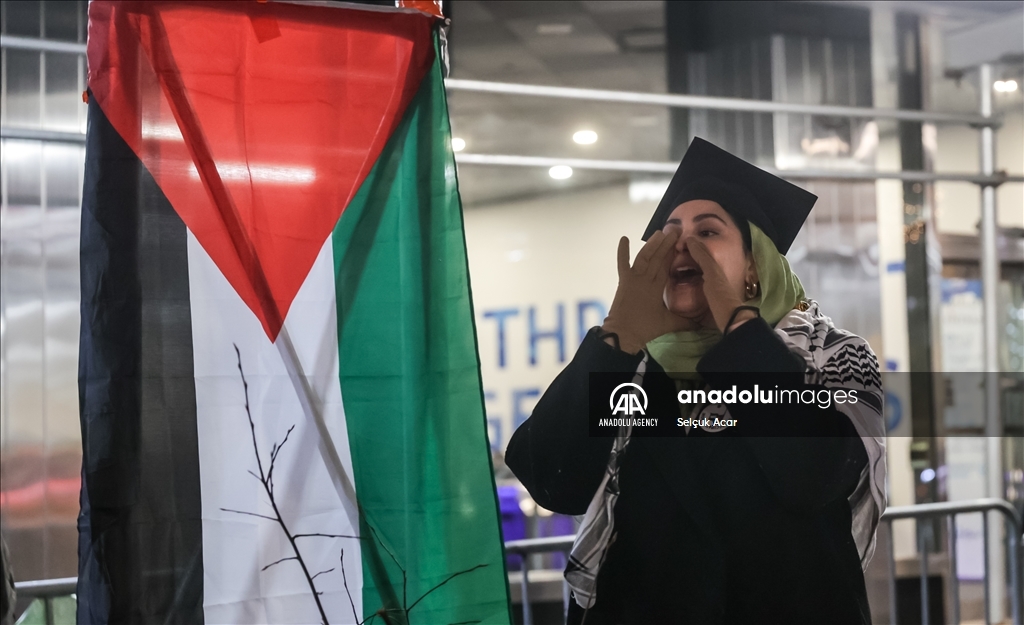 Students protest outside of CUNY Chancellor's office in New York