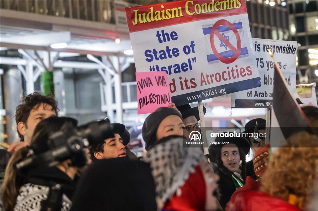 Students protest outside of CUNY Chancellor's office in New York