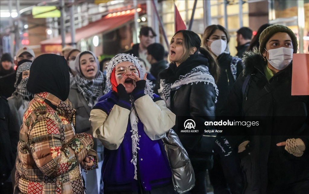 Students protest outside of CUNY Chancellor's office in New York