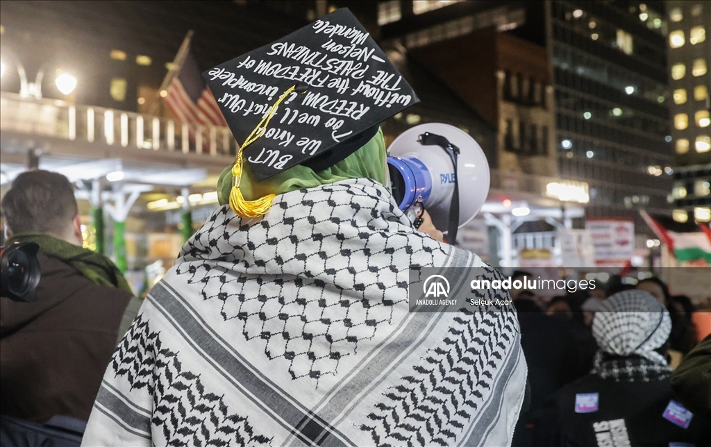 Students protest outside of CUNY Chancellor's office in New York