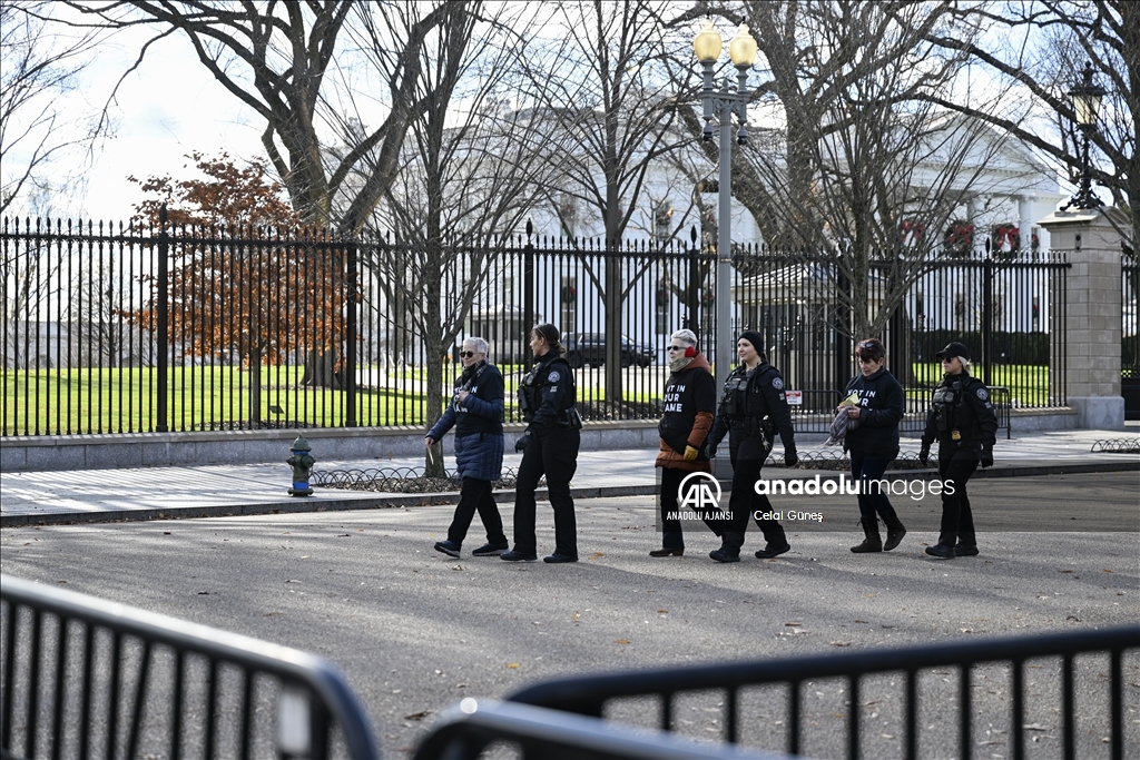 Protestocular Gazze'de ateşkes talebiyle kendilerini Beyaz Saray çitlerine zincirledi