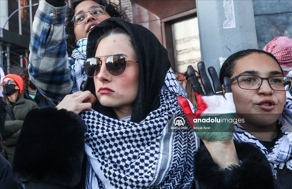 New York'ta BM binası önünde Filistin'e destek gösterisi düzenlendi
