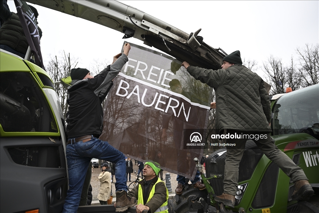 Farmers demonstrate with tractors against high fuel prices in Germany 