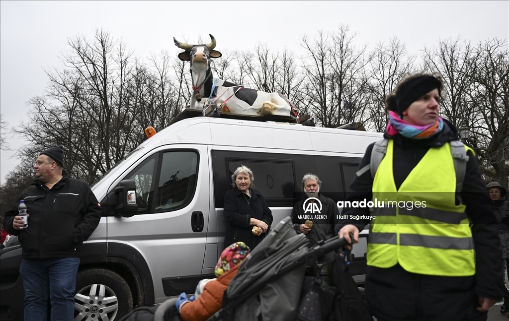 Farmers demonstrate with tractors against high fuel prices in Germany 