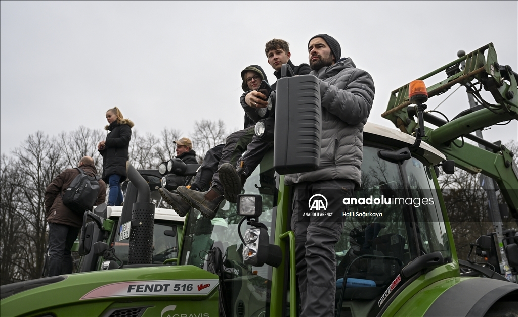 Farmers demonstrate with tractors against high fuel prices in Germany 