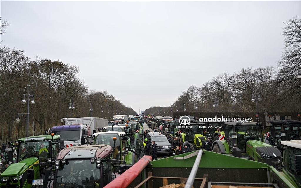 Farmers demonstrate with tractors against high fuel prices in Germany 