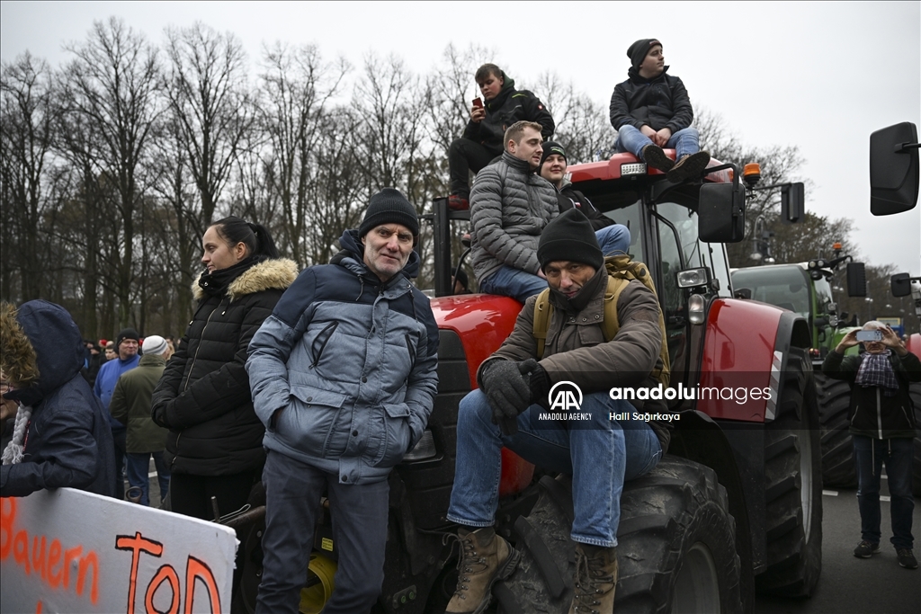 Farmers demonstrate with tractors against high fuel prices in Germany 