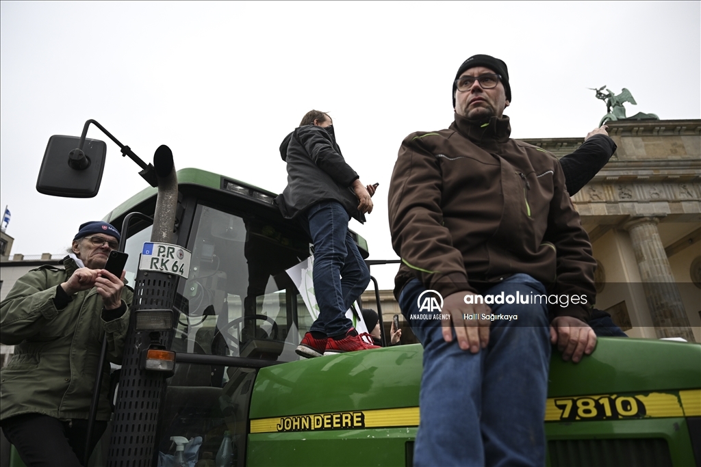 Farmers demonstrate with tractors against high fuel prices in Germany 