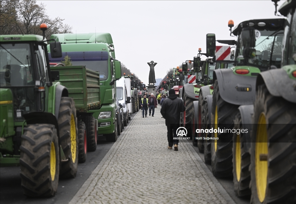 Farmers demonstrate with tractors against high fuel prices in Germany 