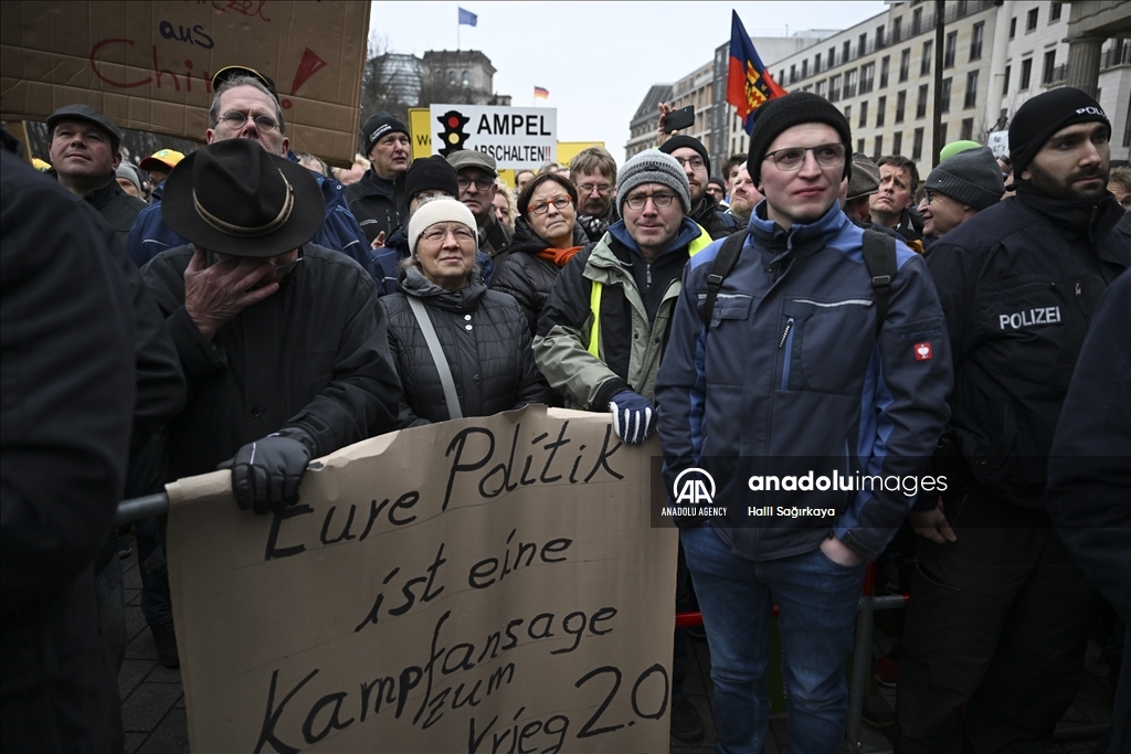 Farmers demonstrate with tractors against high fuel prices in Germany 