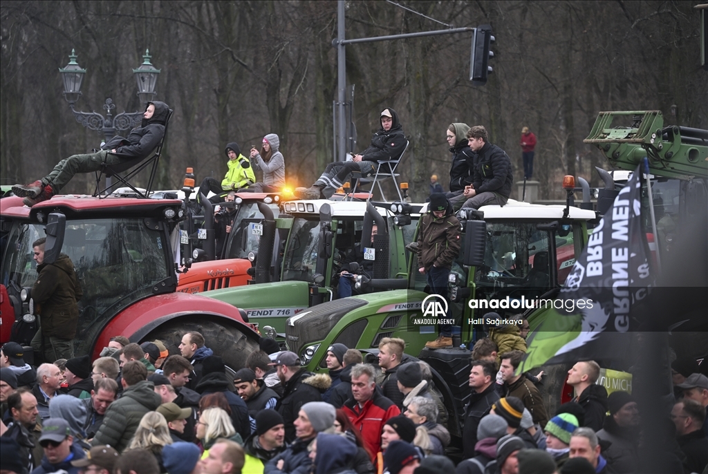 Farmers demonstrate with tractors against high fuel prices in Germany 