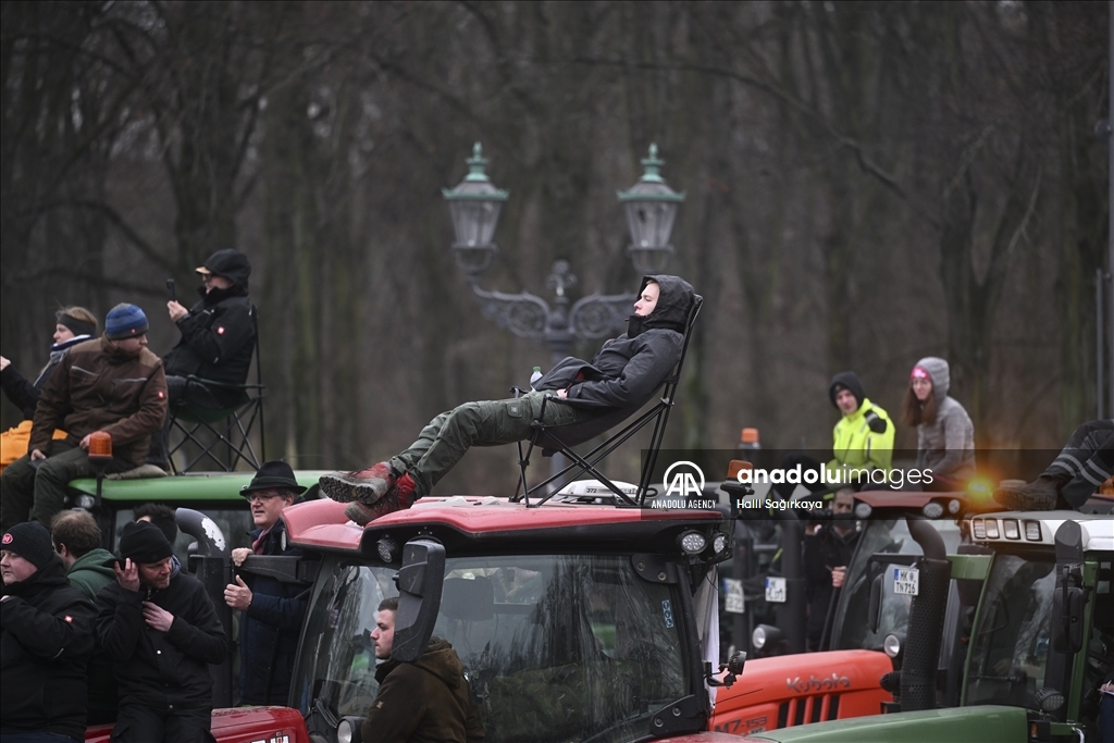 Farmers demonstrate with tractors against high fuel prices in Germany 