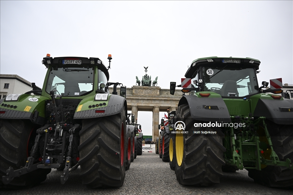 Farmers demonstrate with tractors against high fuel prices in Germany 