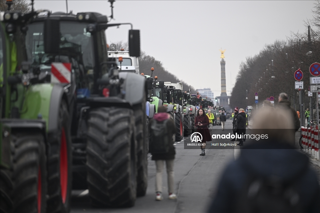 Farmers demonstrate with tractors against high fuel prices in Germany 