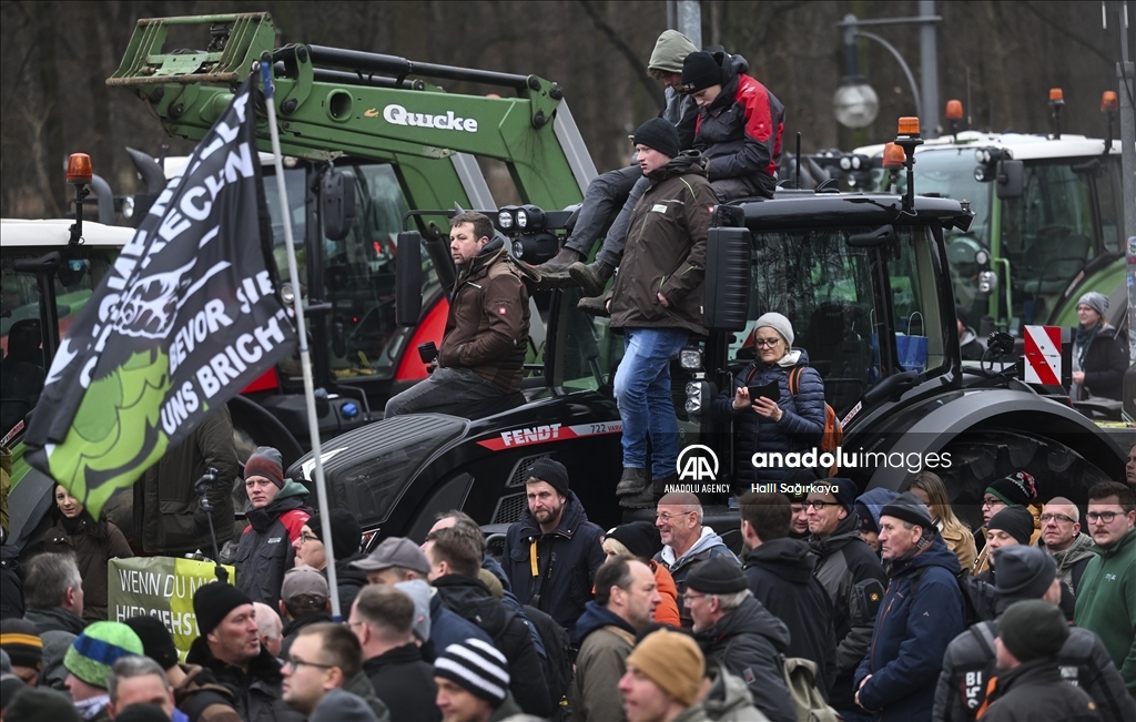 Farmers demonstrate with tractors against high fuel prices in Germany 