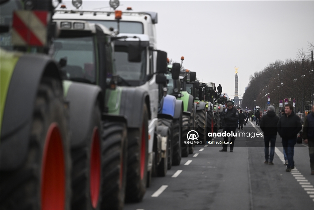 Farmers demonstrate with tractors against high fuel prices in Germany 