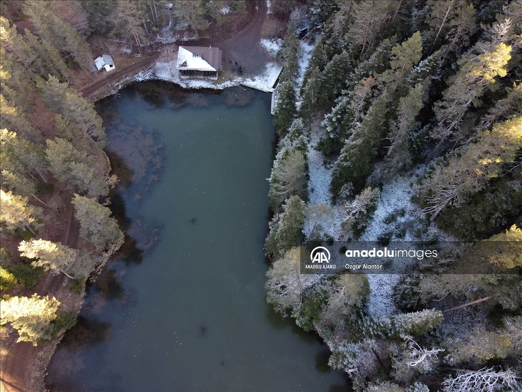 Kastamonu'da donan Yeşil Göl dronla görüntülendi