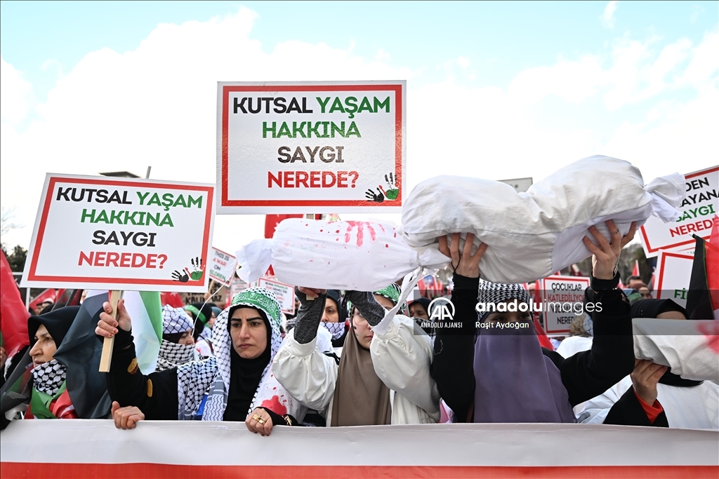 Ankara'da "Büyük Gazze Yürüyüşü ve Mitingi" düzenlendi