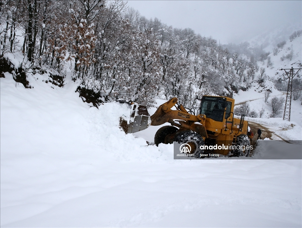 Bitlis&#39;te karla m&#252;cadele ekipleri k&#246;y yollarını a&#231;mak i&#231;in mesai yapıyor