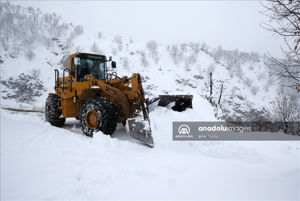 Bitlis&#39;te karla m&#252;cadele ekipleri k&#246;y yollarını a&#231;mak i&#231;in mesai yapıyor