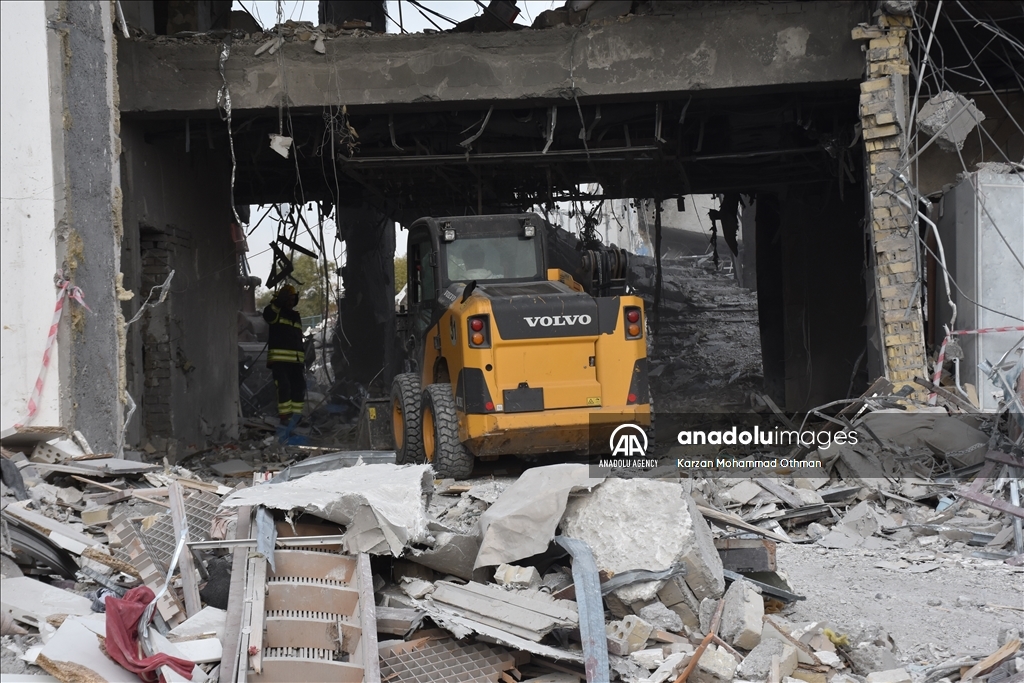 تواصل جهود البحث والإنقاذ لمبني استهدفه الحرس الثوري الإيراني في أربيل
