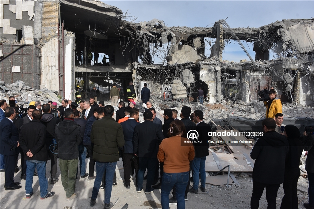 تواصل جهود البحث والإنقاذ لمبني استهدفه الحرس الثوري الإيراني في أربيل