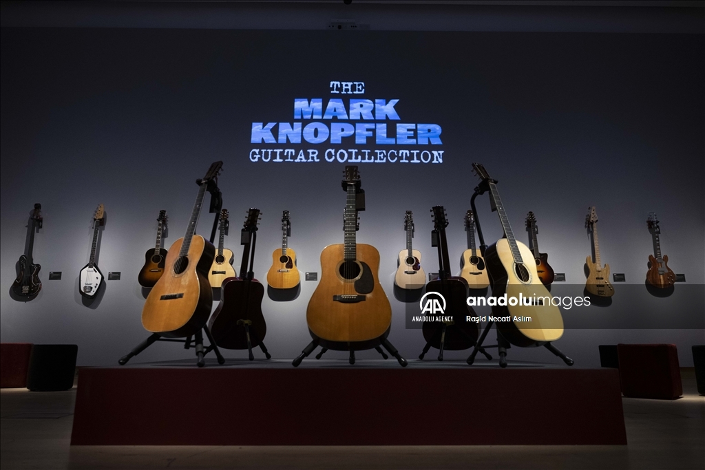 Press preview for personal guitar collection of Mark Knopfler's in UK