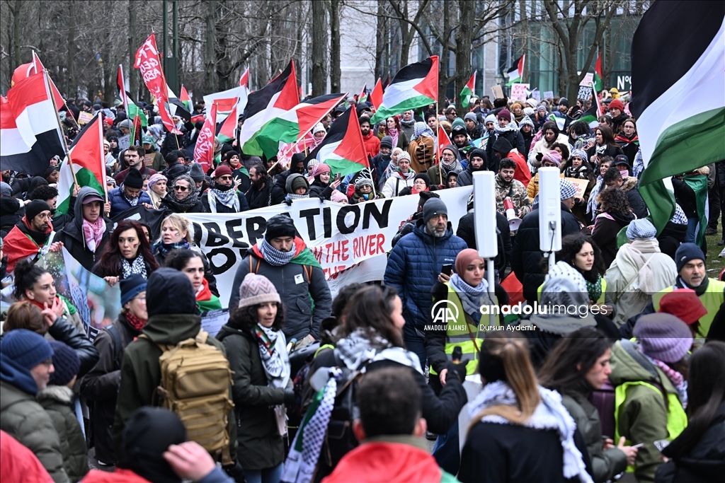 Brüksel’de Filistin’e destek gösterisi düzenlendi