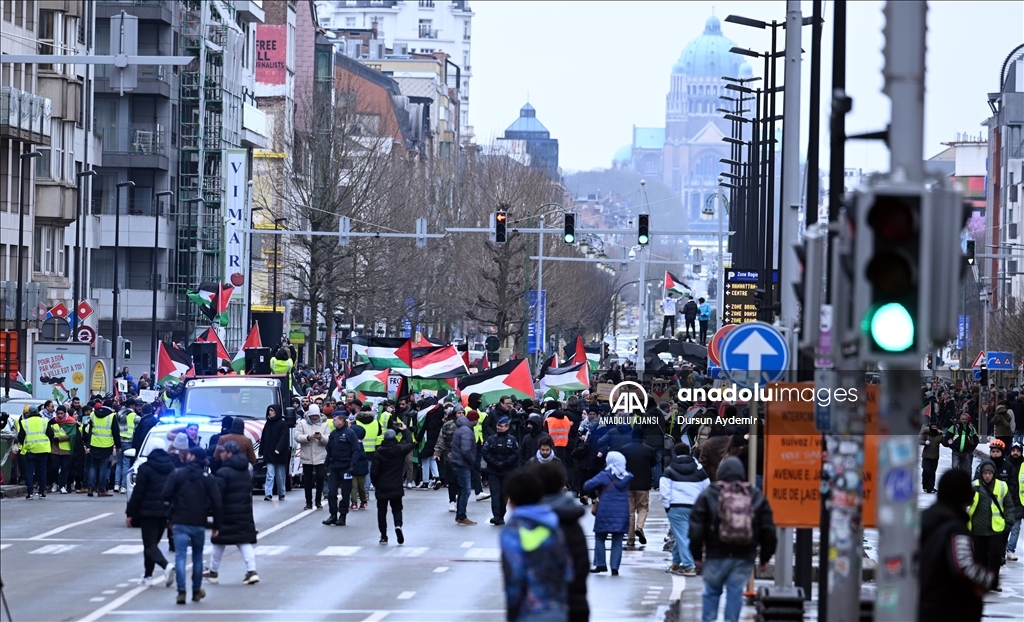 Brüksel’de Filistin’e destek gösterisi düzenlendi