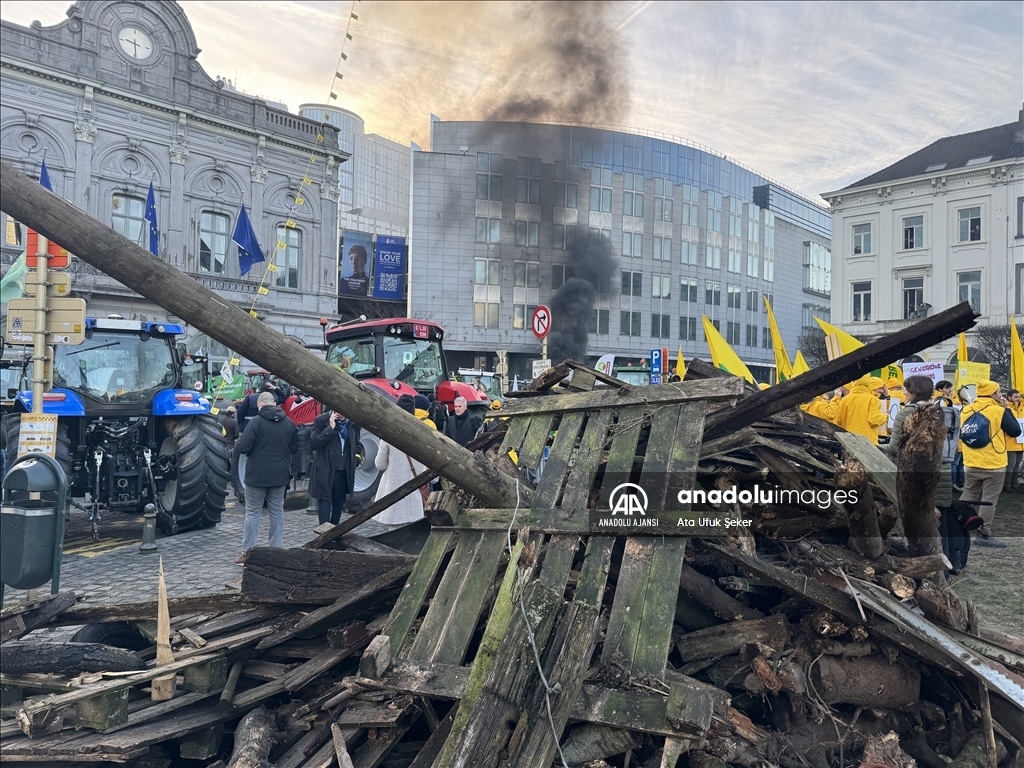 Avrupa Parlamentosu önünde çiftçiler protesto düzenledi