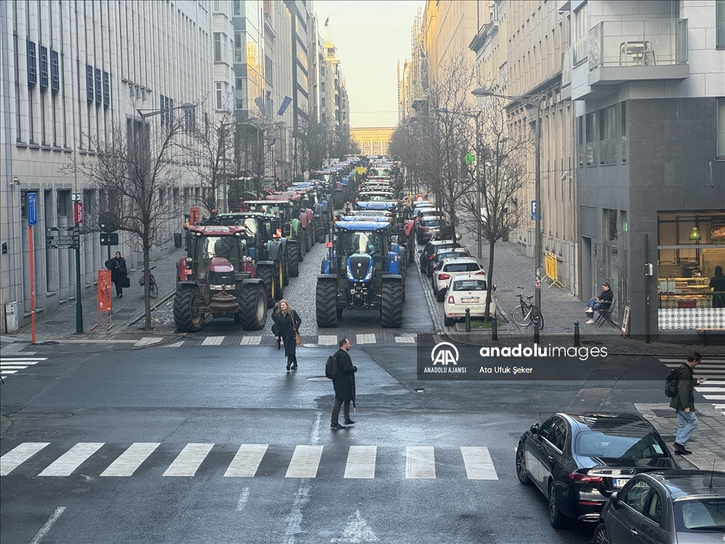 Avrupa Parlamentosu önünde çiftçiler protesto düzenledi