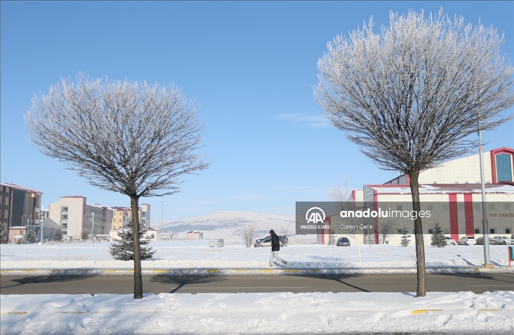 Kars'ta soğuk hava etkili oldu