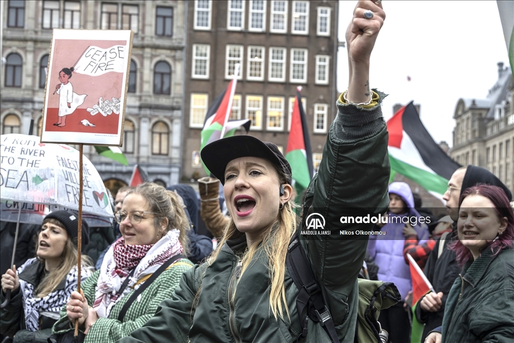 İsrail'in Gazzelileri açlığa terk etmesi, Hollanda'da protesto edildi