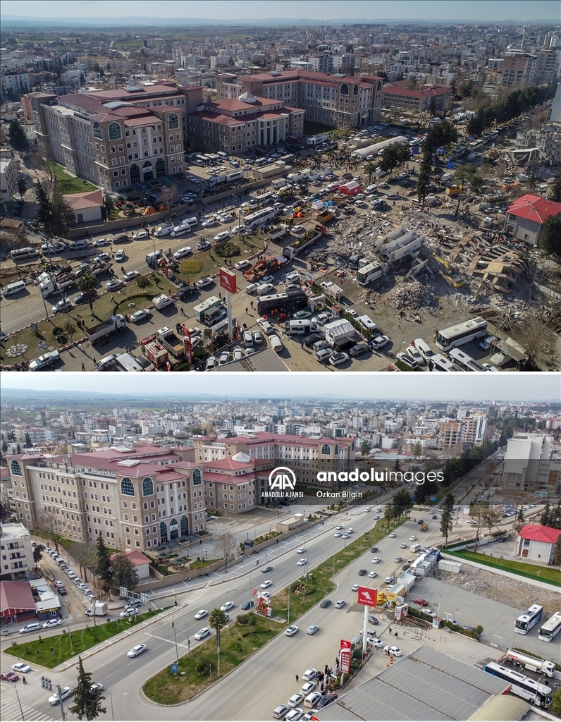 Adıyaman'ın depremden sonraki bir yıllık değişimi havadan görüntülendi