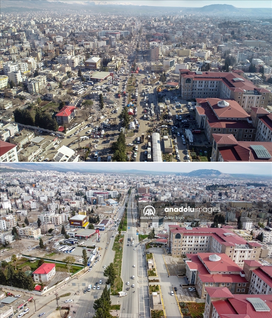 Adıyaman'ın depremden sonraki bir yıllık değişimi havadan görüntülendi