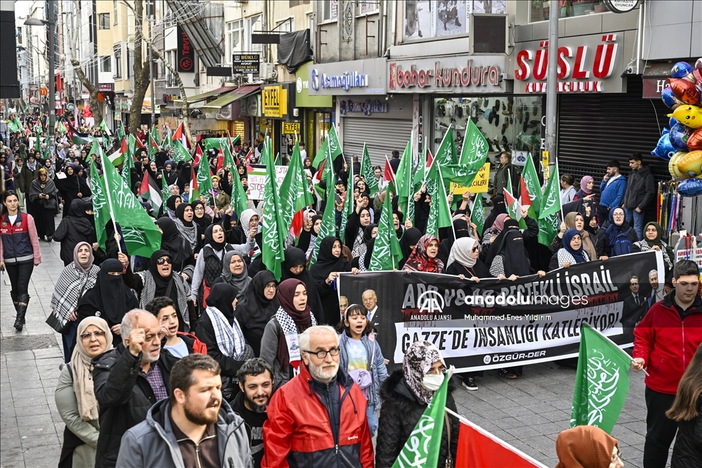 Gazze Dayanışma Platformunca İstanbul'da Gazze için yürüyüş düzenlendi