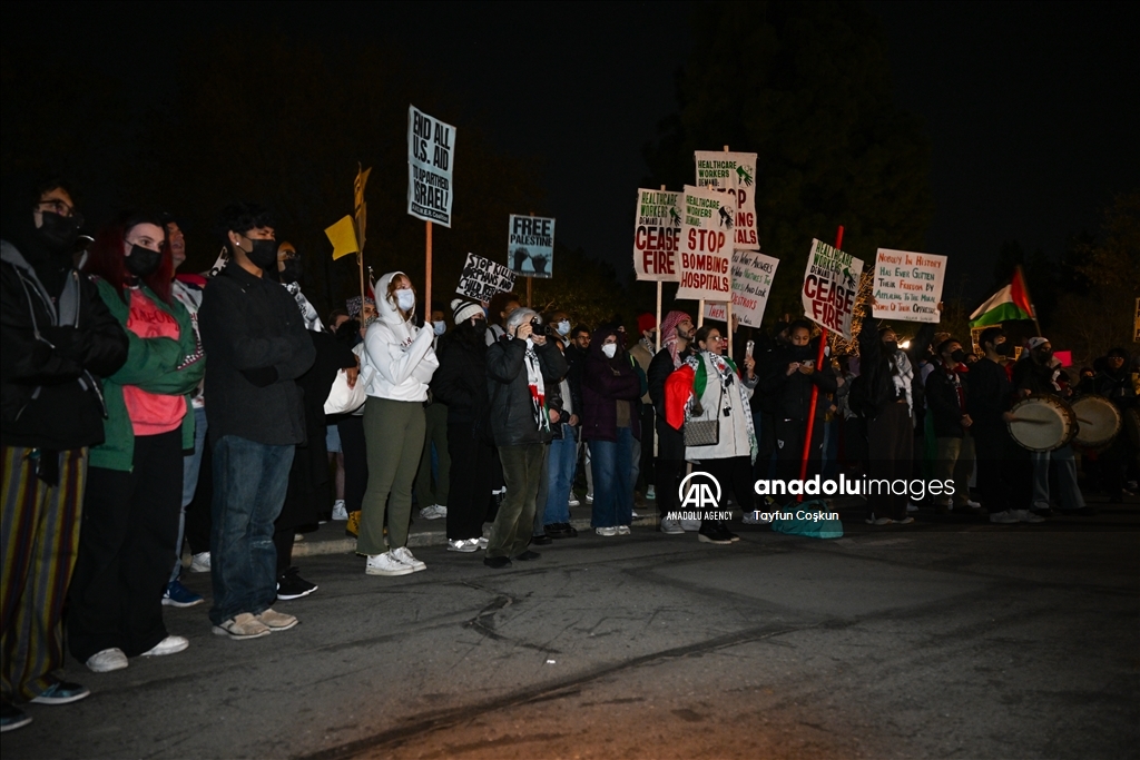 Demonstration against ban on Stanford student sit-ins in California 