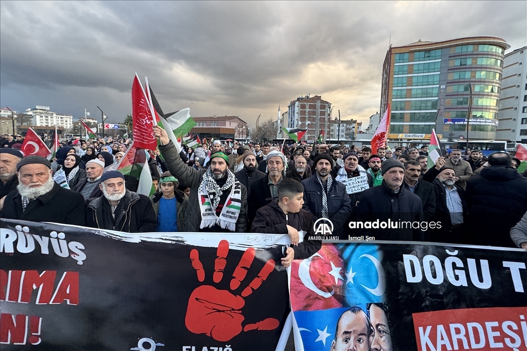 Elazığ'da İsrail'in Gazze'deki saldırıları protesto edildi