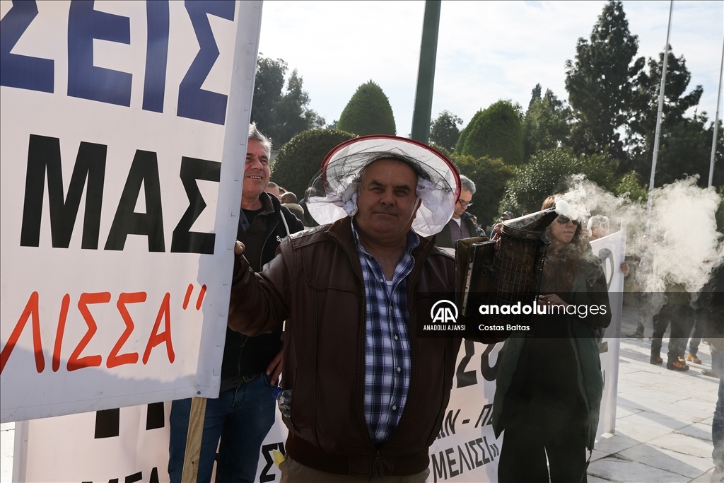 Yunanistan'da arıcılar başkent Atina'da gösteri düzenledi