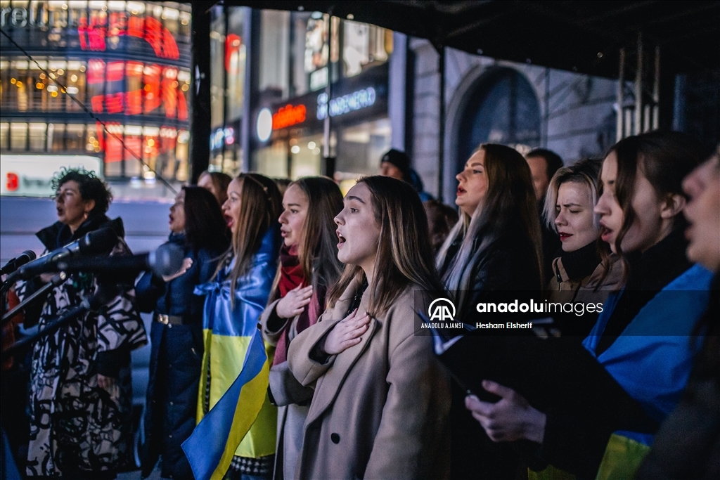 Almanya'da, Rusya-Ukrayna savaşının 2. yılı nedeniyle gösteri düzenlendi