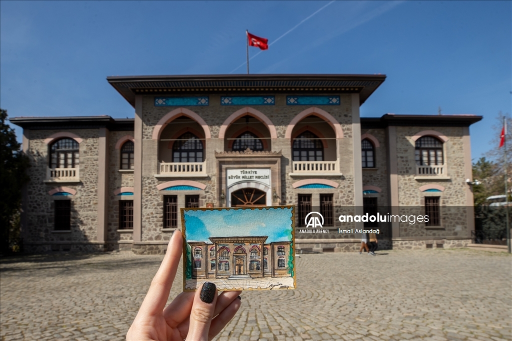 Historical buildings of Ankara and their sketch stamps