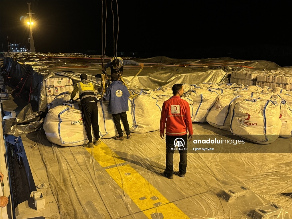 В Египте началась выгрузка с девятого корабля с гумпомощью из Турции для Газы