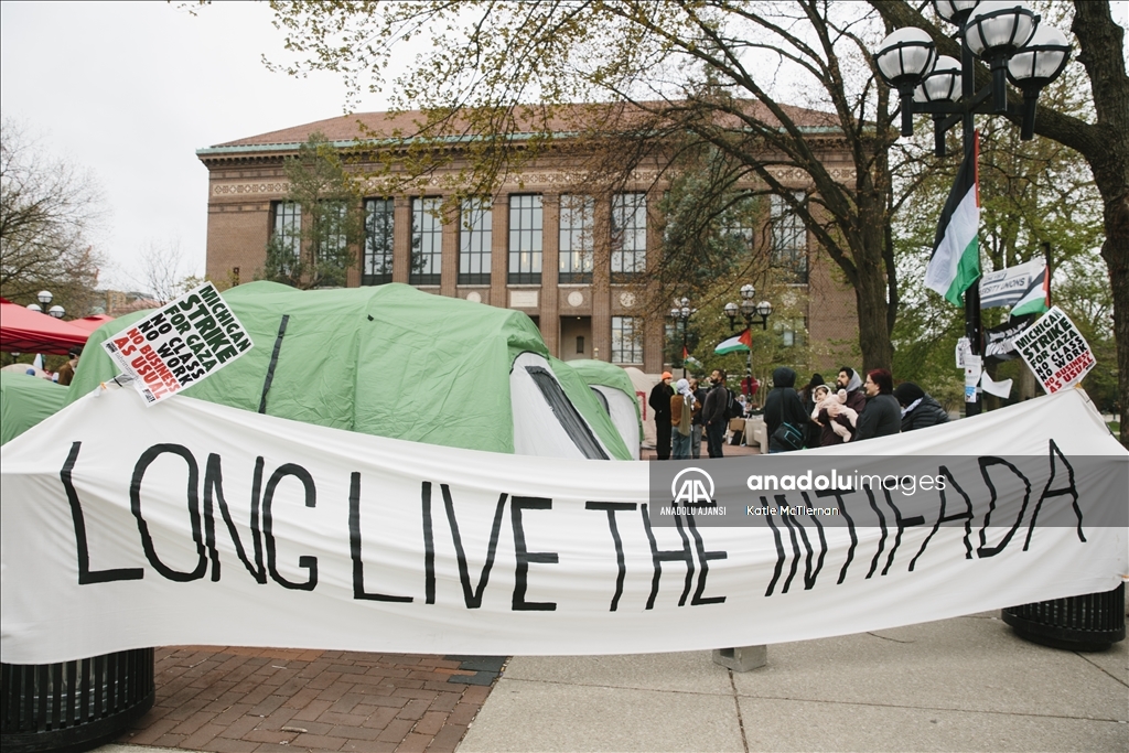 Michigan Üniversitesi kampüsünde Filistin yanlısı protesto